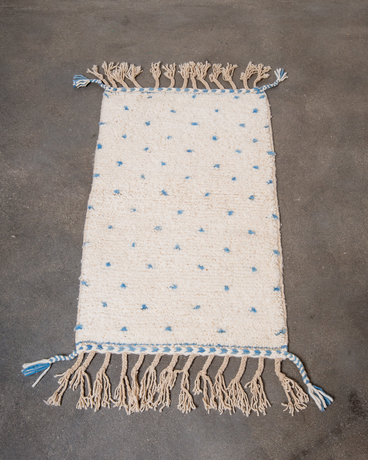 Modern, designer, handcrafted Berber rug from Morocco. Beniourain carpet with beautiful colours and patterns and fluffy wool texture.